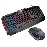 SADES Wired GK806 Gaming Keyboard Gaming Mouse Combo MageGee RGB LED Backlit Keyboard and 7 Colors Breathing LED Light Mouse Set for PC Laptop
