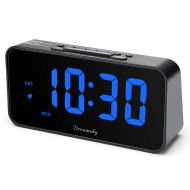 DreamSky 7.3 Inches Large Alarm Clock Radio, Electronic FM Clock Radio, 2 Inches Digit Display with Dimmer, USB Charging Port, Weekday Display, Snooze, Sleep Timer, DST, Battery Ba