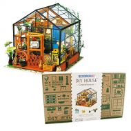 Imagine 3D DIY House Model Kit Greenhouse with LED Light Kit - Miniature Dollhouse Build It Yourself Kit for Hobbyists and Enthusiasts