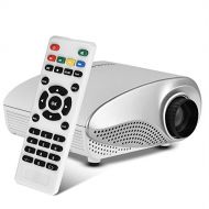 ASHATA Mini Projector,Full LED Video Projector 1080P Supported Mini Multimedia Home Theater Video Projector w/AV/USB/VGA/HDMI/SD Slot (White)