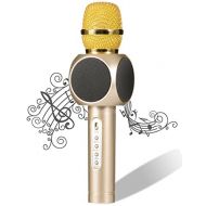 Wireless Karaoke Microphone, Pecosso Bluetooth Microphone, Portable 3-in-1 Handled Multi-function Player Built-in Speaker for PC Smartphone iPhone Android; Home Outdoor Party & Liv