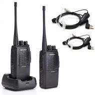 Olywiz HTD825 Long Range Walkie Talkie 2W Handheld GMRS two way radio 16-Channel and Covert Air Acoustic Earpiece 2 PACK