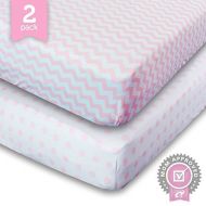Ziggy Baby Jersey Cotton Fitted Crib Sheet Set, Pink/White, by Ziggy Baby