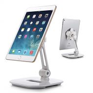 AboveTEK Sleek Magnetic Tablet Stand, Aluminum iPad Cell Phone Stand w/Extra Bonus Metal Disks, 360° Swivel iPhone/iPad Magnet Mount for Kitchen Tabletop Bedside Office Desk Kiosk