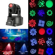 Docooler 50W Moving Head Light Auto Rotating DMX512 5/13 Channels Sound Control RGB Color Changing Gobo Pattern LED for Disco KTV Club Party