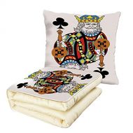 IPrint Quilt Dual-Use Pillow King King of Clubs Playing Gambling Poker Card Game Leisure Theme Without Frame Artwork Multifunctional Air-Conditioning Quilt Multicolor