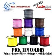 Audiopipe 16 GA 100 FT SPOOLS PRIMARY AUTO REMOTE POWER GROUND WIRE CABLE (10 ROLLS)