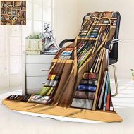 YOYI-HOME Digital Printing Duplex Printed Blanket Education Concept Bookshelf with Books and textbooks in Form of he i Love readingd Summer Quilt Comforter/47 W by 59 H