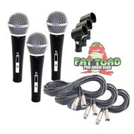 Dynamic Vocal Microphones with XLR Mic Cables & Clips (3 Pack) by Fat Toad|Cardioid Handheld, Unidirectional for Studio Recording, Live Stage Singing, DJ, Karaoke|Pro Audio 20ft Mi