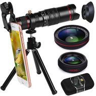 BHUATO Phone Camera Lens, Bhuato Upgraded 22X Zoom Telephoto Lens + 0.5 Wide-Angle Lens + 15X Macro Lens + Tripod + Carrying Case Compatible iPhone X/8/7/7 Plus/6/6s, Samsung Galaxy S8/S7