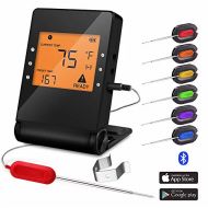 Piqiu Wireless Meat Thermometer Probe Bluetooth BBQ Remote Digital Cooking Thermometer with 6 Probes Port for Smoker Grilling Oven Griddle Kitchen Support iOS and Android