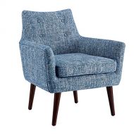 Linon Riley Blue Chair, Dark Walnut