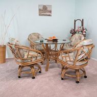 Urbandesignfurnishings.com Made in USA Rattan Chiba Dining Caster Chair Table Gaming Furniture 5PC Set