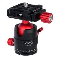 Andoer MT-C3 Compact Size Panoramic Tripod Ball Head Adapter 360° Rotation Aluminium Alloy with Quick Release Plate (Red)