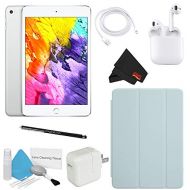 Apple (6AVE) Apple 128GB iPad Mini 4 (Wi-Fi Only, Silver) w/Turquoise Smart Cover + Apple Airpods
