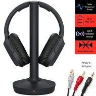 NEEGO Sony RF400 Headphone & Cable Bundle Includes  Wireless Home Theater Over-Ear Headphones Feature 150-Foot Range, Volume Control, Voice Mode  6-ft 3.5mm Stereo + NeeGo RCA Plug Y-A