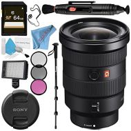 Sony FE 16-35mm f2.8 GM Lens SEL1635GM + 82mm 3 Piece Filter Kit + Professional 160 LED Video Light Studio Series + 64GB SDXC Card + Lens Pen Cleaner + 70in Monopod + Deluxe Clean