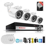 Jennov Poe Security Camera System, 4 Channels 1080P IP Bulllet Camera and Nvr Kits Outdoor Home Surveillance CCTV Camera Motion IR-Cut Night Vision Remote View Pre-Installed 1TB Ha