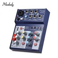 Muslady SM-36 Compact Size 4-Channel Sound Card Console Audio Mixer Supports 5V Power Bank Supply Built-in 48V Phantom Power 3-band EQ with Volume Fader for Recording DJ Network Li
