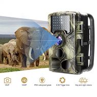 Promisy Trail Camera, 12MP 1080P Wild Hunting Camera, Trail Monitors HD Game Hunting Camera with 120° Wide Angle Detection 42 Infared IR LEDs, Night Version 20M/65FT Camera IP65 Wa