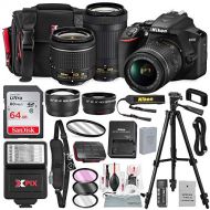 Photo Savings Nikon D3500 DSLR Camera with 18-55mm and 70-300mm Lenses + 64GB Card, Tripod, Flash, Battery and Deluxe Bundle