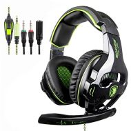 Sades Stereo Gaming Headsets for New Xbox One,PS4 Noise Cancelling Over Ear Headphones with Mic, Bass Surround,Soft Memory Earmuffs for PC Laptop Mac Mobile (Black and Green)