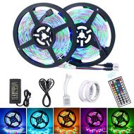 DOOLLAND LED Light Strips with Remote Controller,600 LEDs SMD 3528 RGB Strip Lights 32.8ft(10M),Waterproof Multicolor Changing LED Lights Ribbon with Power Supply,Cuttable String Light Stri