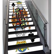 SCOCICI Stair Stickers Wall Stickers,13 PCS Self-Adhesive,King,King of Clubs Playing Gambling Poker Card Game...