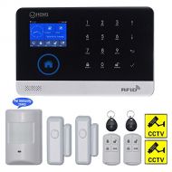 JCHENG SECURITY JC Wireless 2G & WIFI Security Alarm System, RFID Burglar Security, Support Auto Dial, Multi-language GUI and English APP Control, with Pet-friendly PIR Detector, Door Window Senso