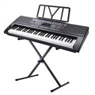 AW 61 Key Full Size Electronic Music Keyboard Kit with Stand Electric Piano LCD Display USB Input MP3
