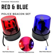 Paradise Treasures Rotating Red and Blue Flashing Police Beacon Party Light Lamps DJ Strobe Light