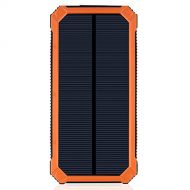 GRDE Solar Charger with 6LED Flashlight 15000mAh Solar Power Bank Dual USB External Battery Charger Cell Phone Battery Pack Outdoor Backup Charger for Bluetooth iPhone HTC Nexus Camera