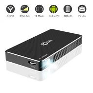 Ivishow Android 7.1 Mini Smart Projector, Pocket Portable DLP Video Projector with HDMI USB TF Audio Port, Support Wi-Fi 2.4G/5G Bluetooth 4.0 HD 1080P 4K, Wired/Wireless Display f