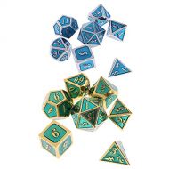 SunniMix 14x Polyhedral Alloy Dice Set Dies D4-D20 Toy 14mm/0.56inch for Craps Gambling Props