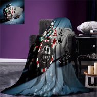 Smallbeefly smallbeefly Poker Tournament Decorations Digital Printing Blanket Gambling Chips and Pair Cards Aces Casino Wager Games Hazard Summer Quilt Comforter Multicolor