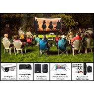 Backyard Theater Systems Backyard Theater Kit | Recreation Series System | 9 Front and Rear Projection Screen with HD Savi 1080p Projector, Surround Sound System & Blu-Ray Player wWiFi (EZ-950)