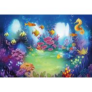 Yeele Backdrops 10x8ft Cartoon Underwater World The Secret Underwater Garden with Sea Horse and Fish Pictures Adult Artistic Portrait Photoshoot Props Photography Background