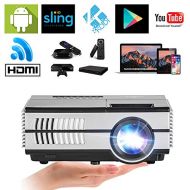 EUG Mini WiFi Video Projectors with HDMI-in USB VGA 3.5mm Aux Audio, Support HD 1080P 720P LCD LED Multimedia Android Wireless Home Cinema Projector