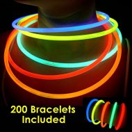 Glow With Us 200 Glow Sticks Bulk Wholesale Necklaces, 22” Glow Stick Necklaces+200 FREE Glow Bracelets! Bright Colors Glow 8-12 Hr, Connector Pre-attached(handy), Glow-in-the-dark Party Suppli