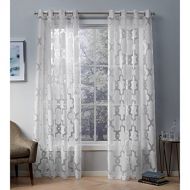 Exclusive Home Curtains Exclusive Home Essex Geometric Sheer Burnout Grommet Top Curtain Panel Pair, Winter White, 52x108, 2 Piece