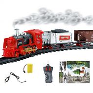 Swovo Remote Control Classic Bachmann Trains Set Simulation RC Train Set with Lights Sounds & Real Smoke Figurine Pack