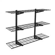 FLEXIMOUNTS Fleximounts 3-Tier Storage Wall Shelves 1x4ft 12-inch-by-48-inch per shelf Height adjustable Floating Shelves (Black)