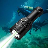 ORCATORCH D570-GL 2-in-1 Diving Safety Light with 1000 Lumens White Beam, 1000 Meters Green Laser Light, Side Button Switch, Designed for Diving Instructors, Underwater 150 Meters