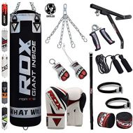 RDX Punching Bag 17 Piece Boxing Set 4FT 5FT Unfilled Heavy Bag Gloves Bracket Chains Training MMA Punching Bags