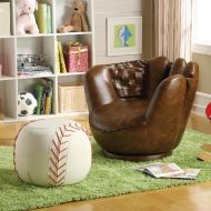 Click 2 Go Brand New 32.5x 32.5x 27.5H Baseball Glove Chair And 17 Dia.x 13H Baseball Ottoman Set