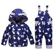 M&A Baby Girls Boys 2-Piece Snowsuit Hooded Winter Coat Down Jacket