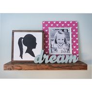 Bijou & Kenzie Co. Vintage Silhouette Gallery with Reclaimed Wood Shelf - 3 Piece Artwork (Rustic Silhouette Sign, Choice of Wood Word, 8x10 Frame)