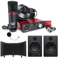 Focusrite Scarlett Solo Compact USB Audio Interface Studio Package - 2nd Generation with Microphone Isolation Shield and Speaker