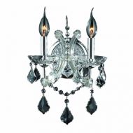 Worldwide Lighting Lyre Collection 2 Light Chrome Finish and Clear Crystal Candle Wall Sconce Light 10 W x 15 H Medium
