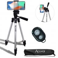 Acuvar 50 Inch Aluminum Camera Tripod with Universal Smartphone Mount + Wireless Remote Control Camera Shutter for iPhone 11 Pro Max, 11 Pro, Xs, Max, Xr, X, Pixel 3, XL, Android N